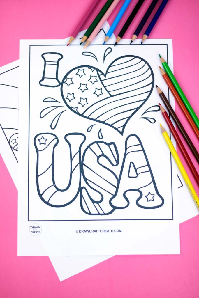 4th July Coloring Page I Love Usa