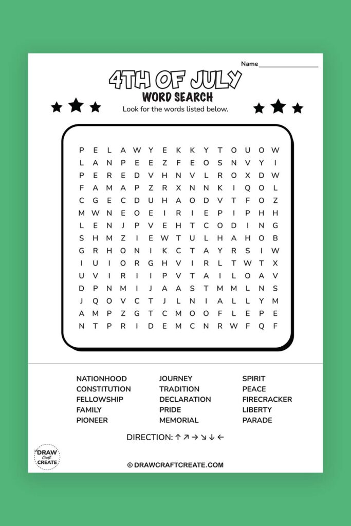 4th of July Word Search