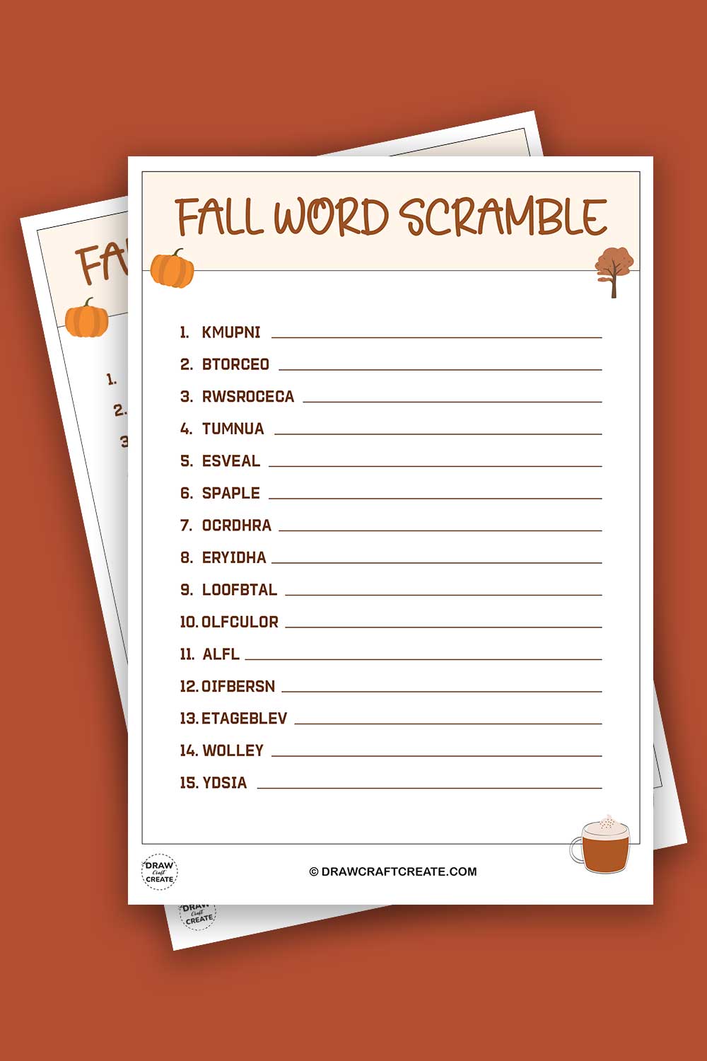 Free Printable Fall Word Scramble