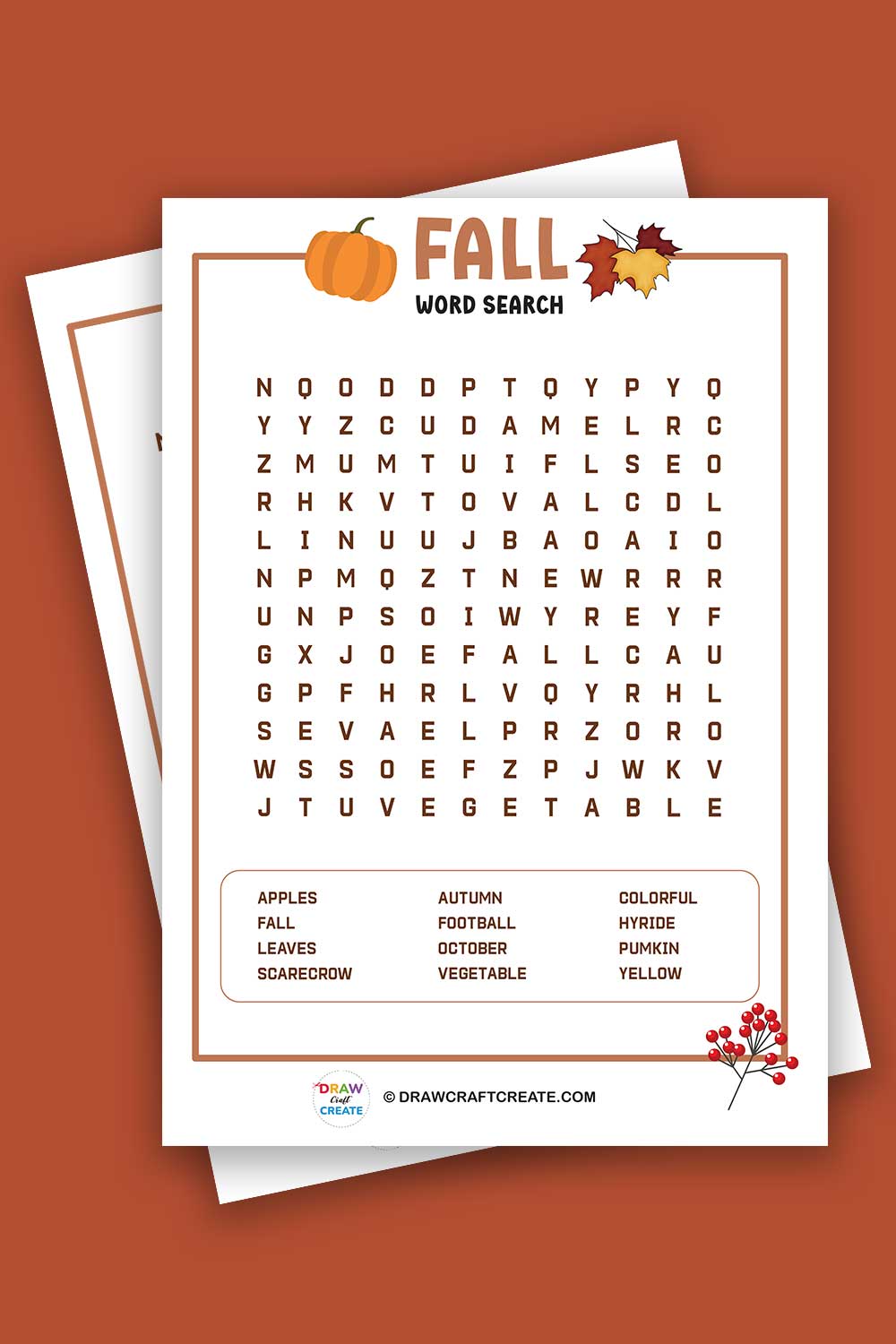 Free Printable Fall Word Search