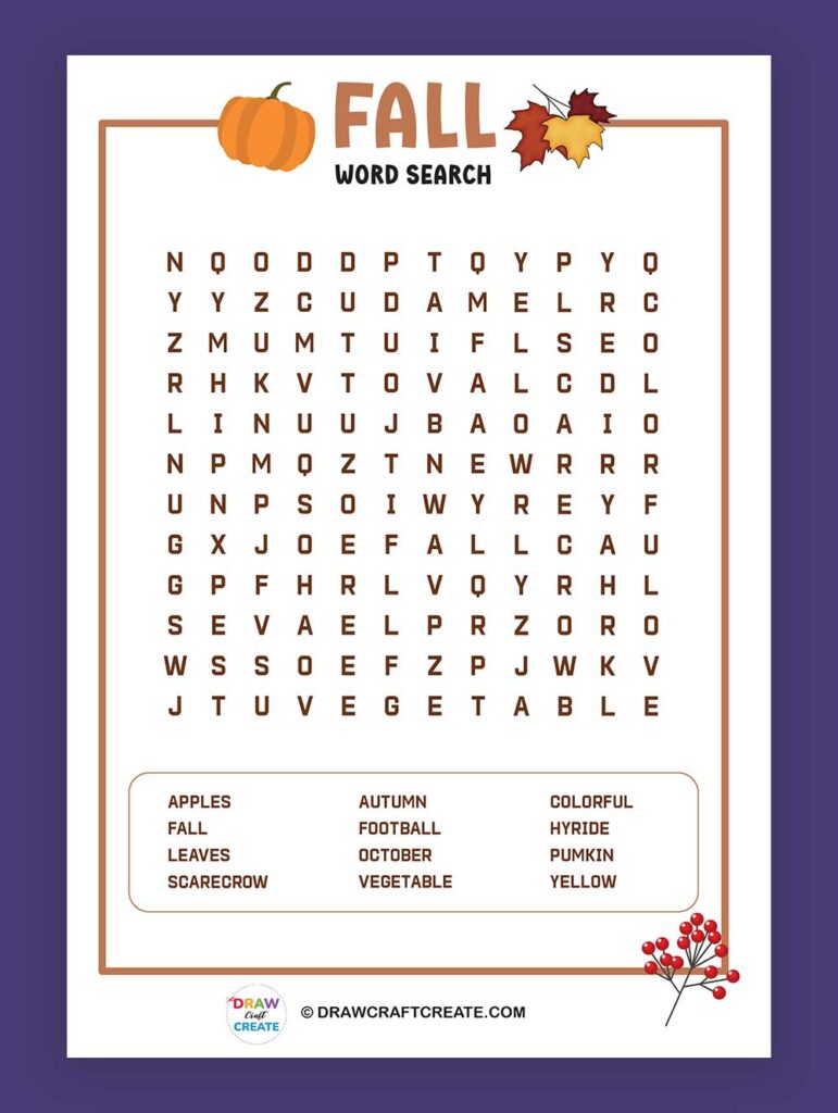 Printable Fall Word Search