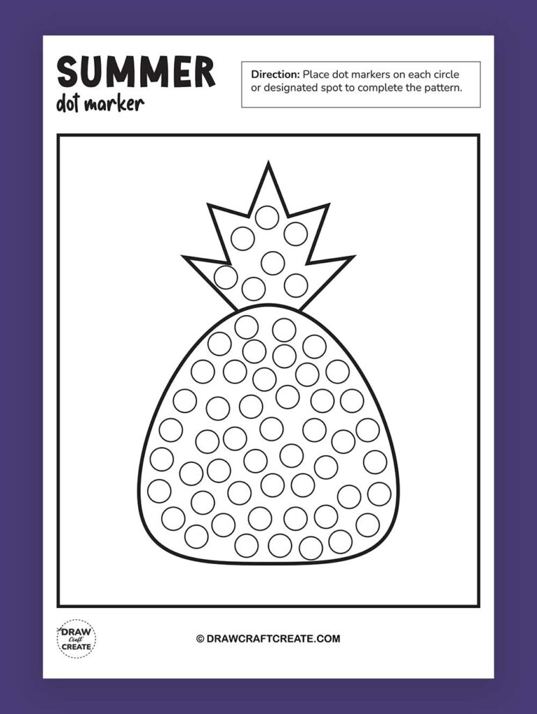 Summer Dot Marker Printables - pineapple