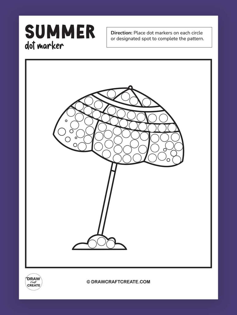 Summer Dot Marker Printables - umbrella