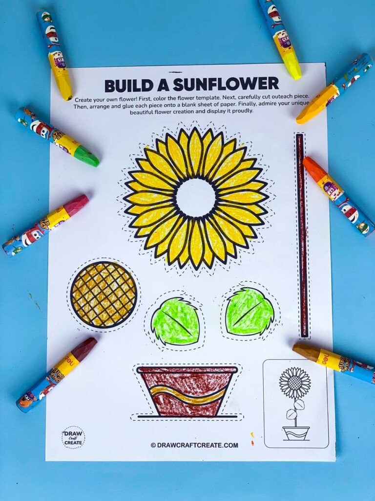 build your own sunflower coloring page