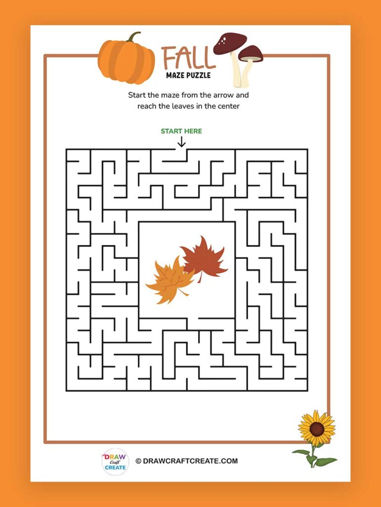 printable fall maze