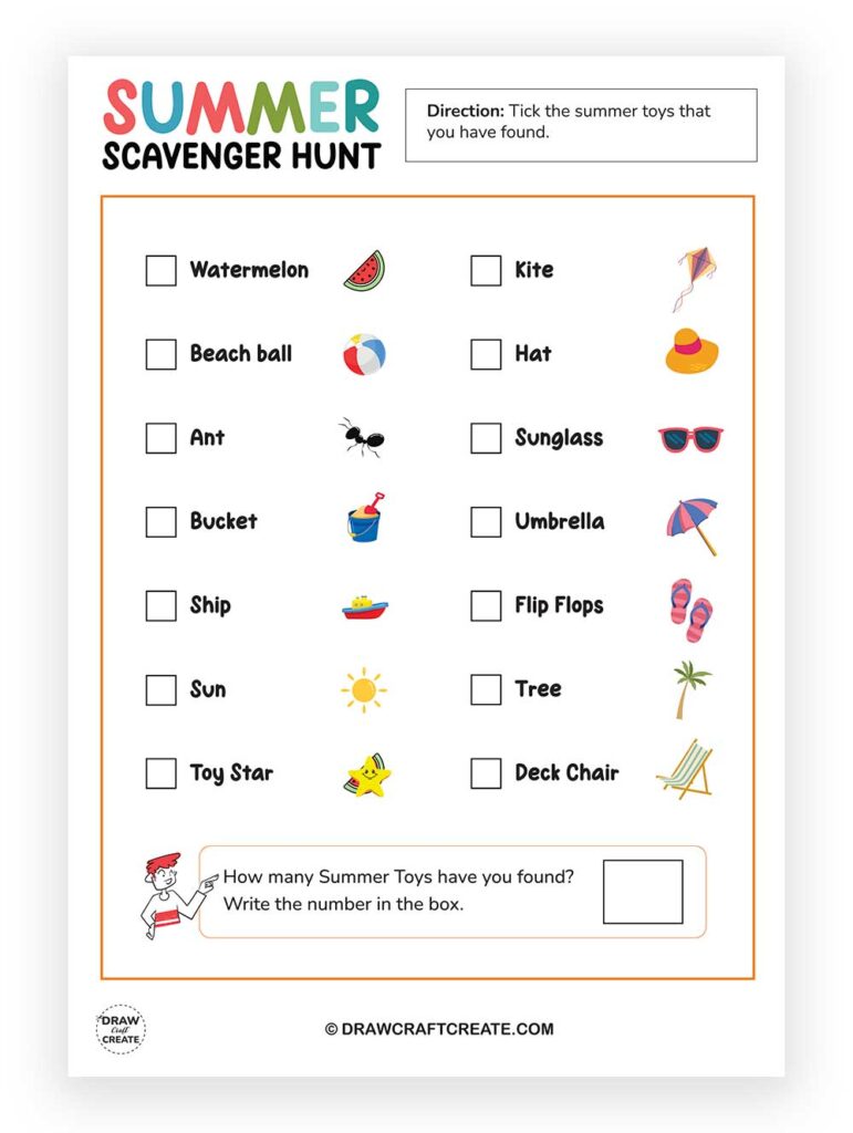 printable summer scavenger hunt