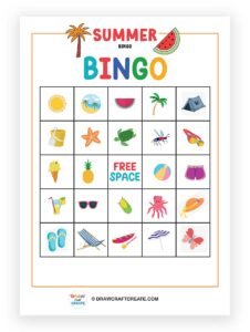 Free Printable Summer Bingo Game - Draw Craft Create
