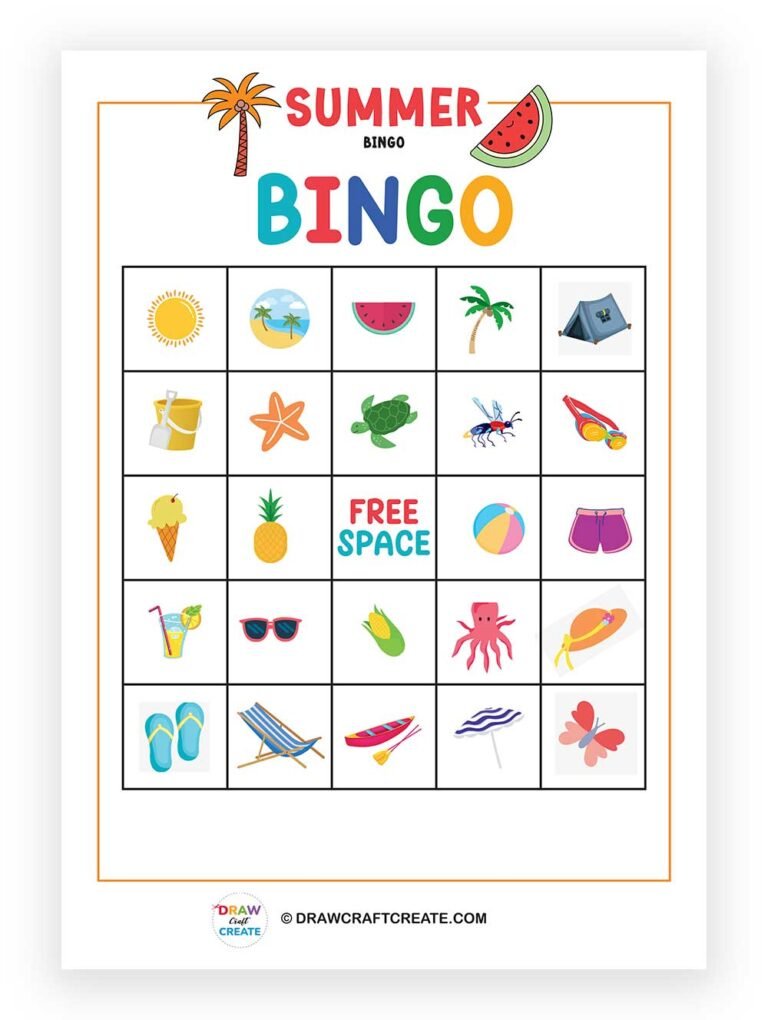 Free Printable Summer Bingo Game - Draw Craft Create