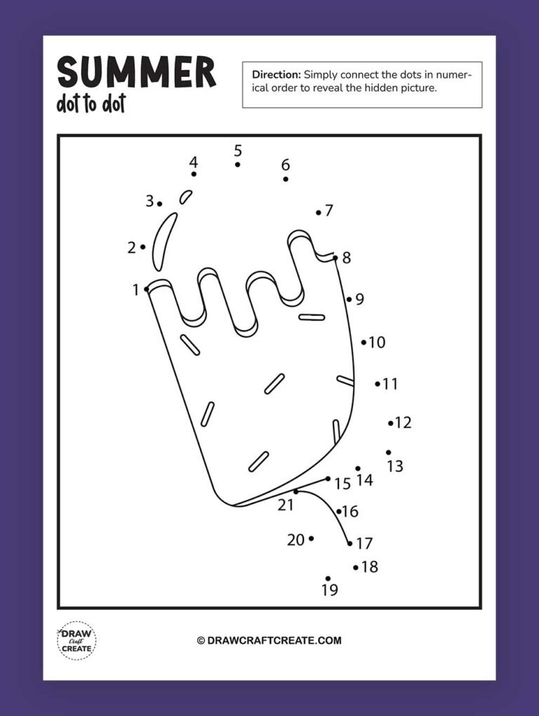 Free Printable Summer Dot To Dot - Draw Craft Create