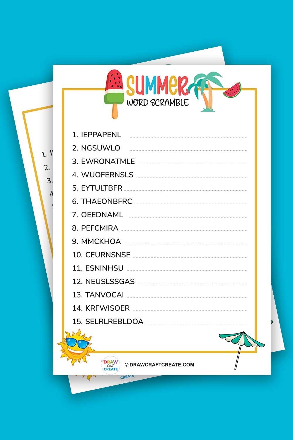 summer word scramble