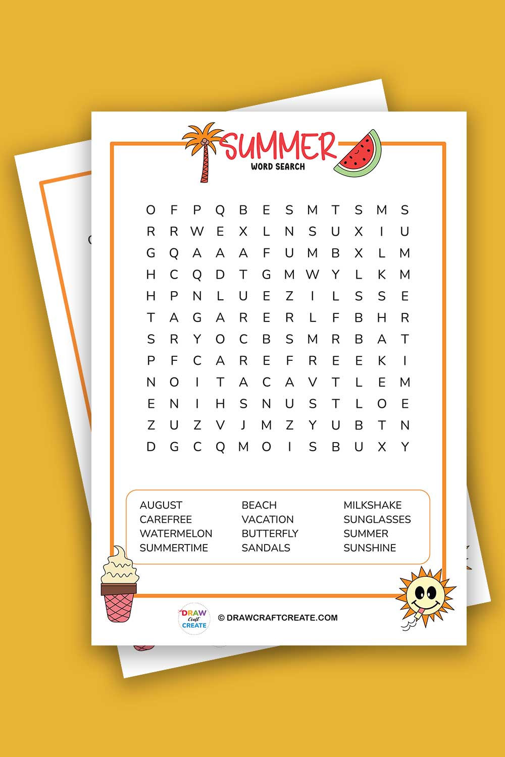 summer word search