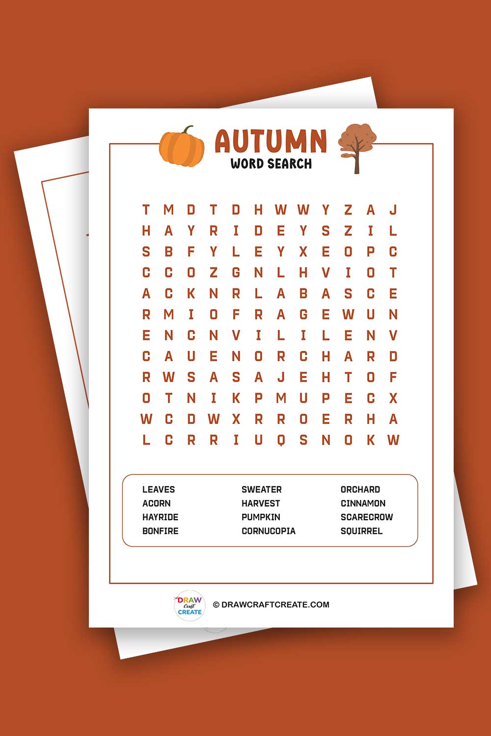 Free Printable Autumn Word Search