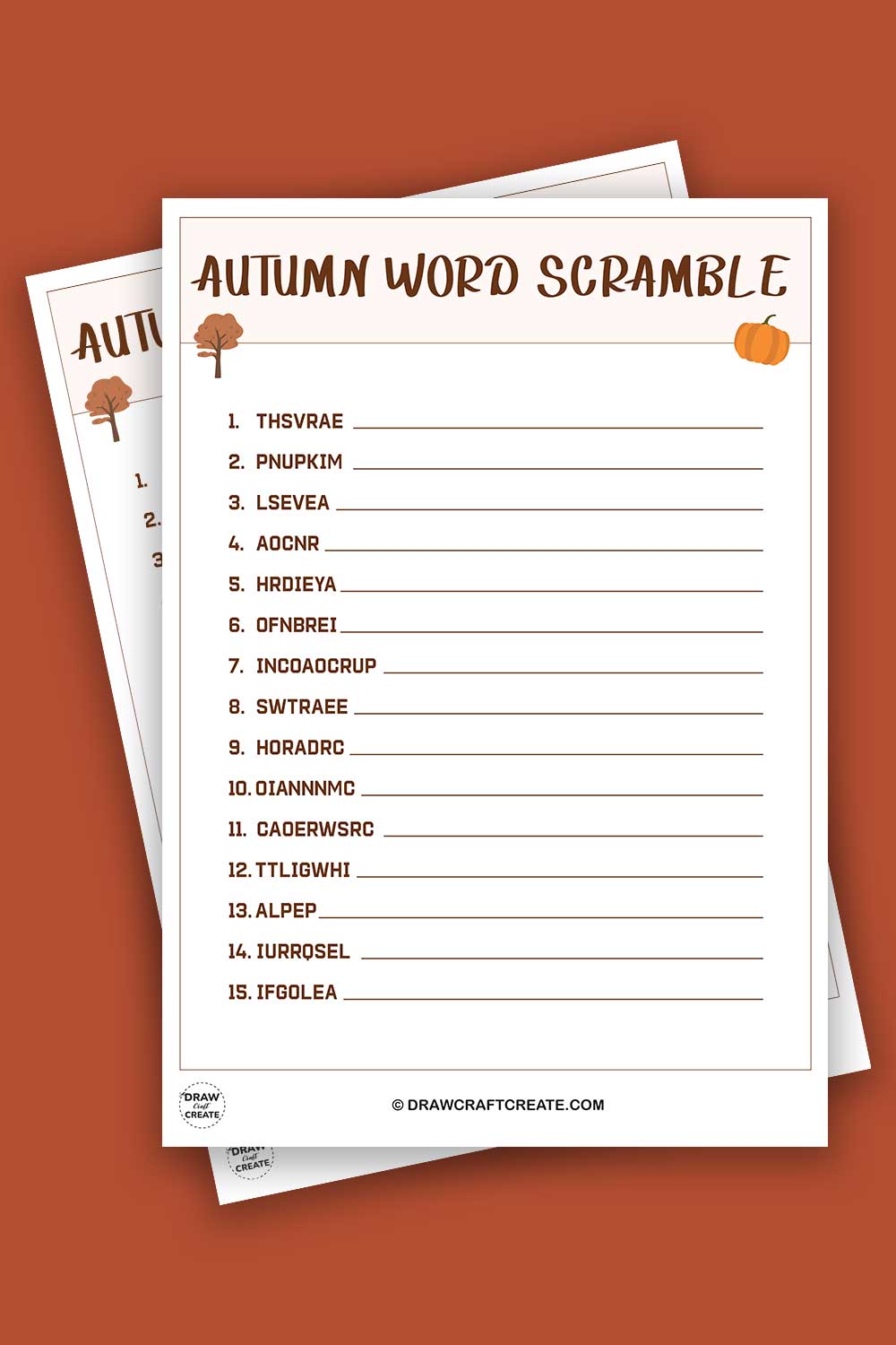 Free Printable Autumn Word scramble