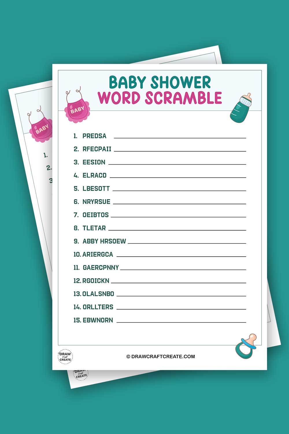 Free Printable Baby Shower Word Scramble