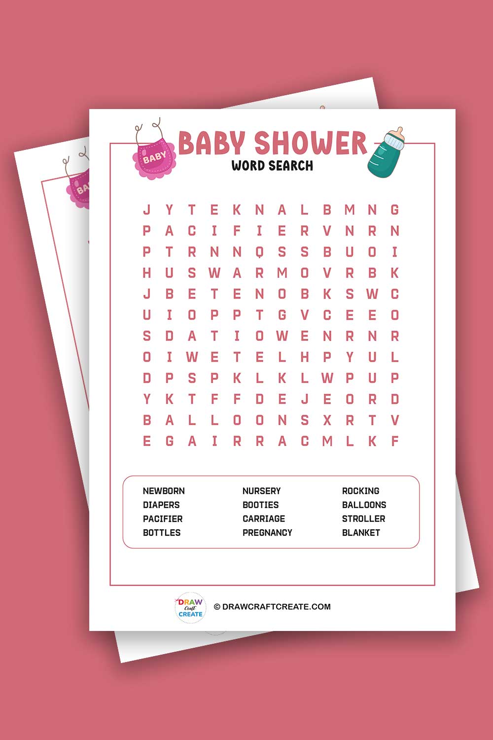 Free Printable Baby Shower Word Search