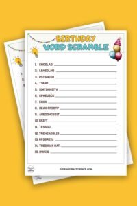 Free Printable Birthday Word Scramble - Draw Craft Create