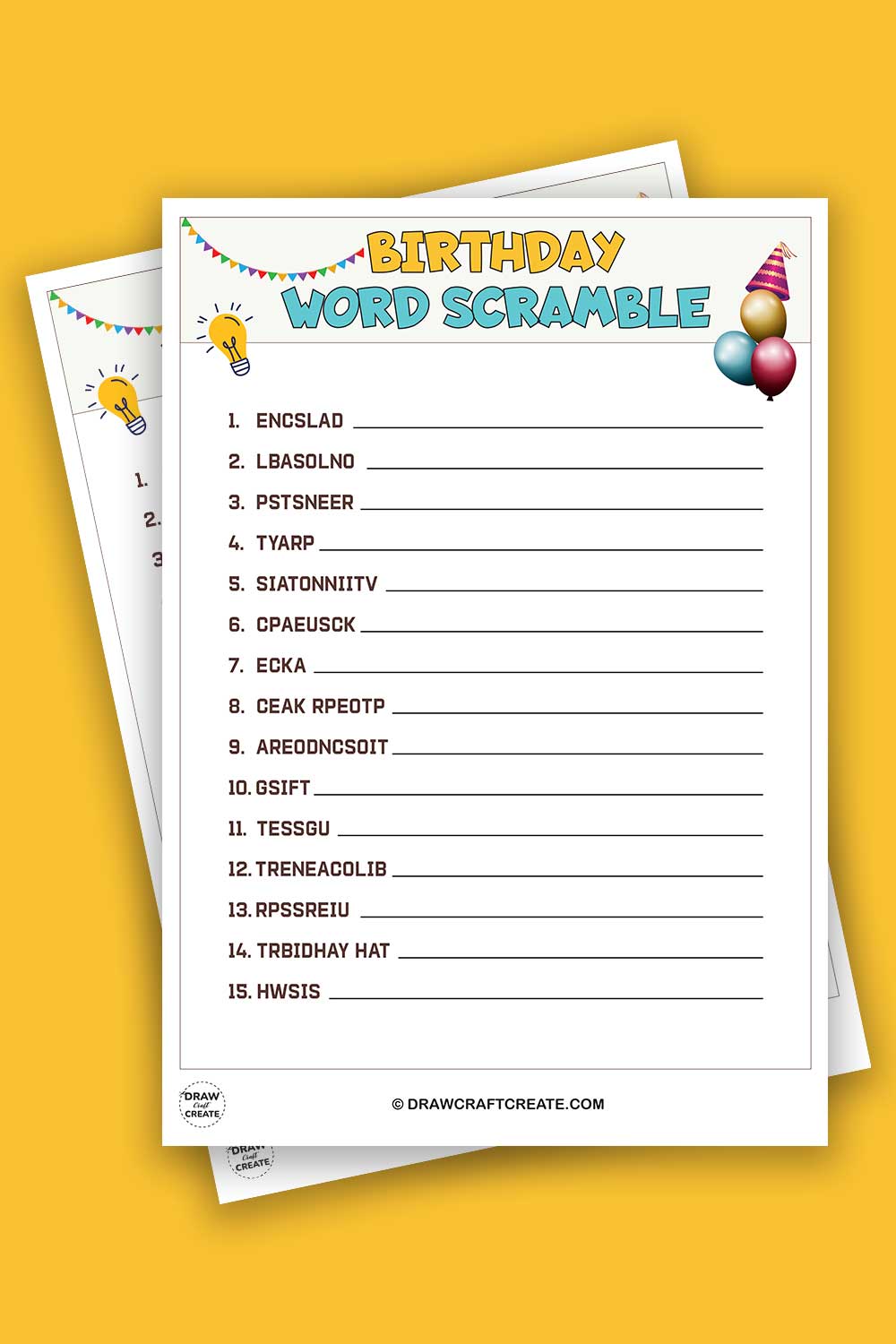 Free Printable Birthday Word Scramble