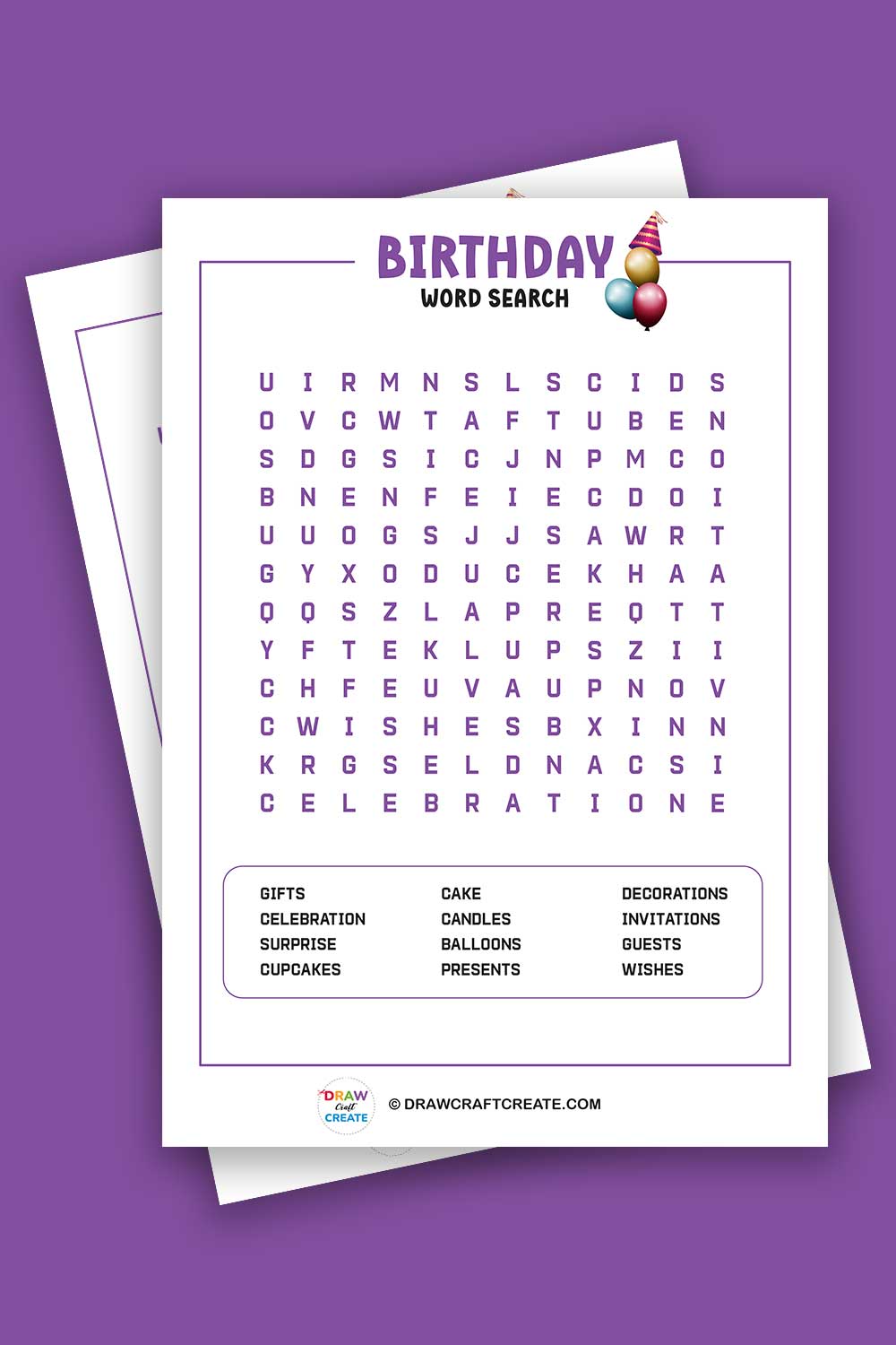 Free Printable Birthday Word Search