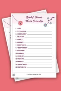 Free Printable Bridal Shower Word Scramble - Draw Craft Create