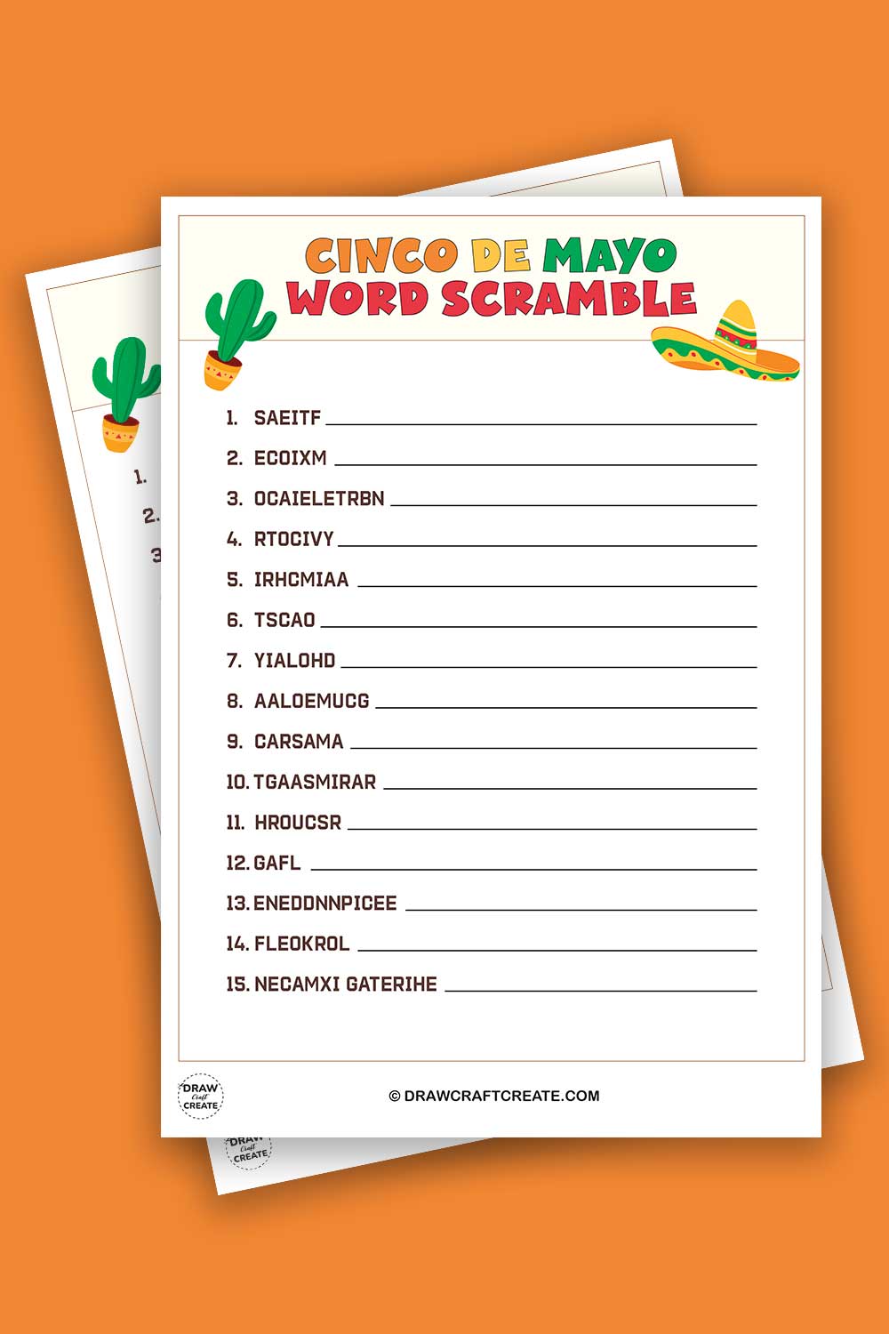 Free Printable Cinco De Mayo Word Scramble