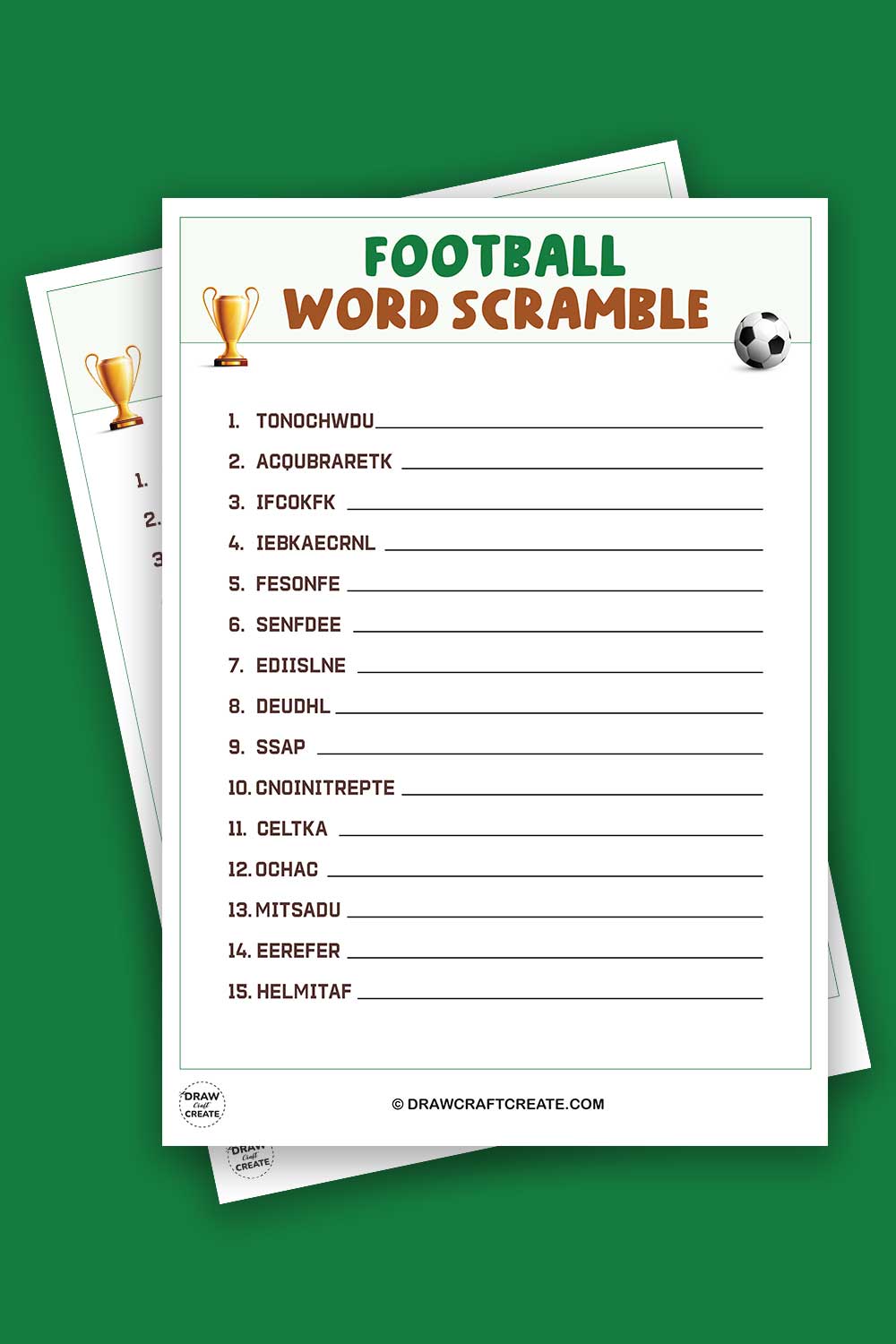 Free Printable Football Word Scramble