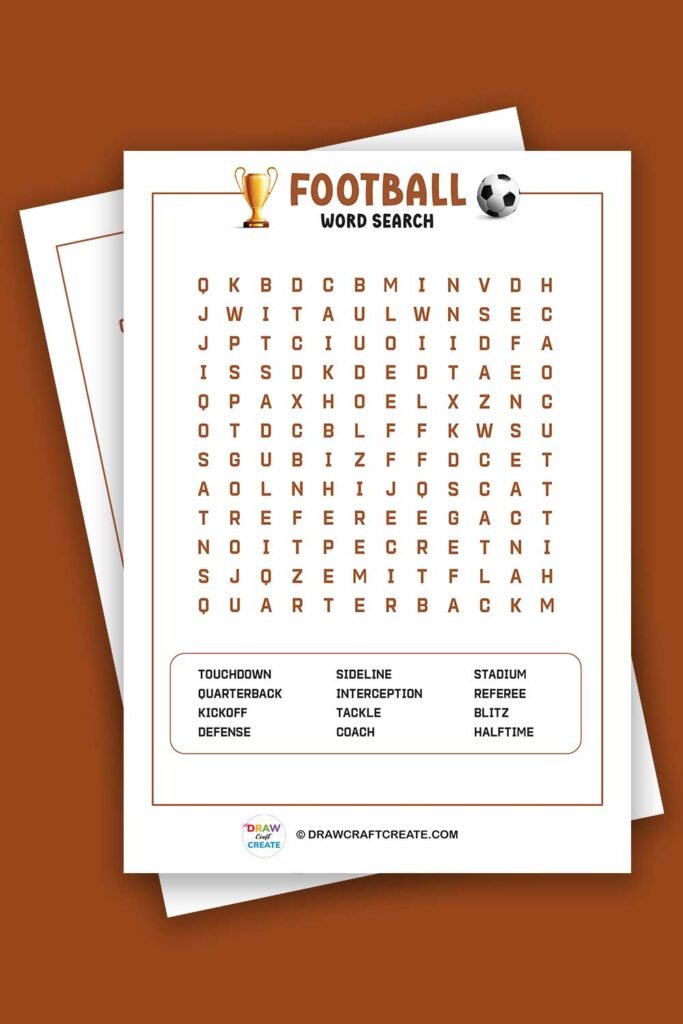 Free Printable Football Word Search - Draw Craft Create