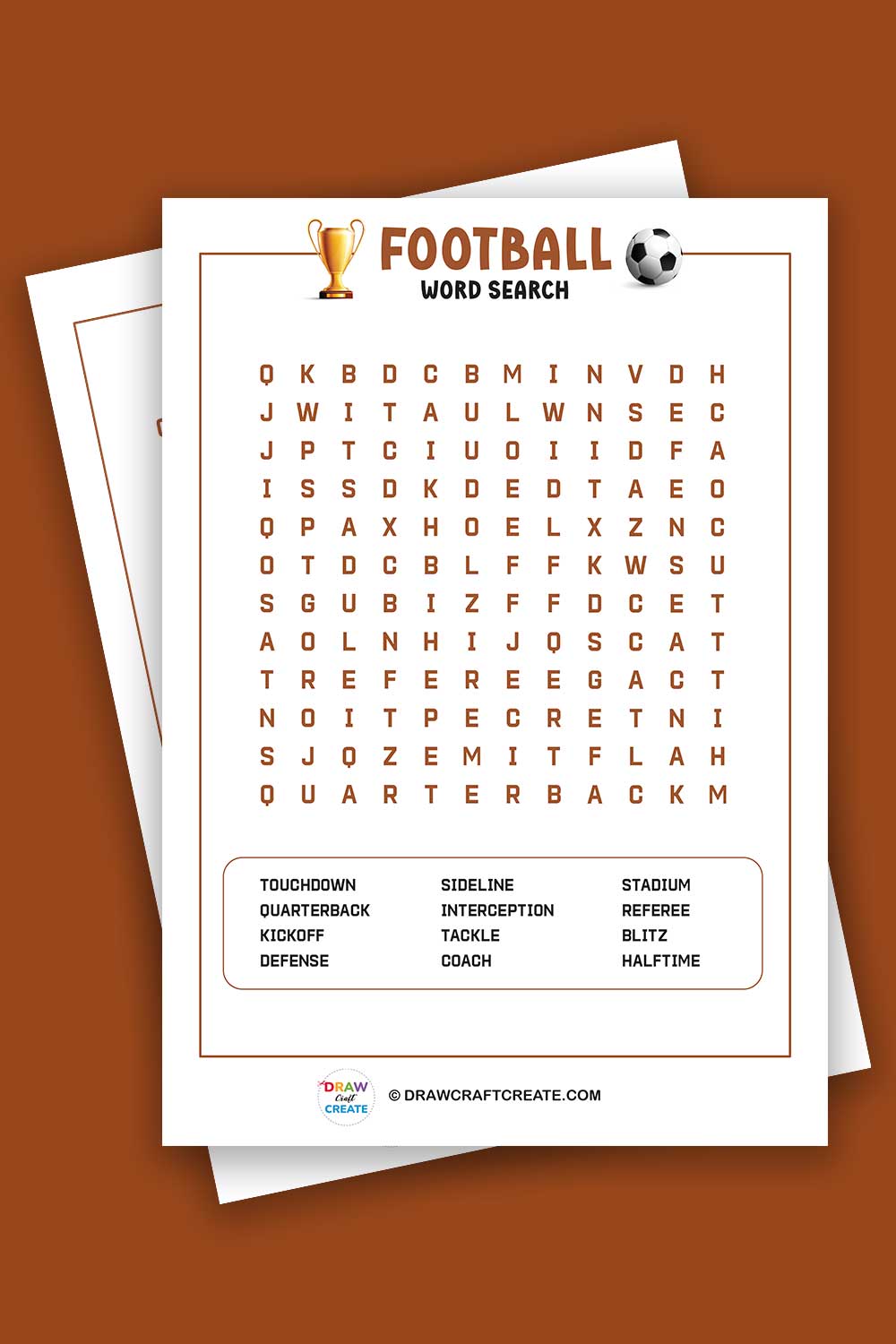 Free Printable Football Word Search