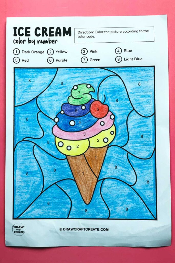 Free Printable Ice Cream Color By Number