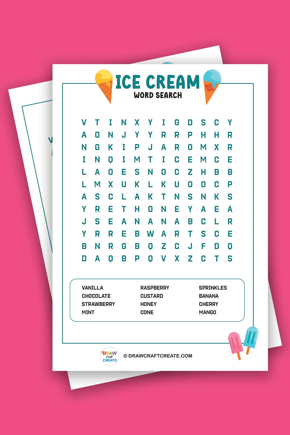 Free Printable Ice Cream Word Search