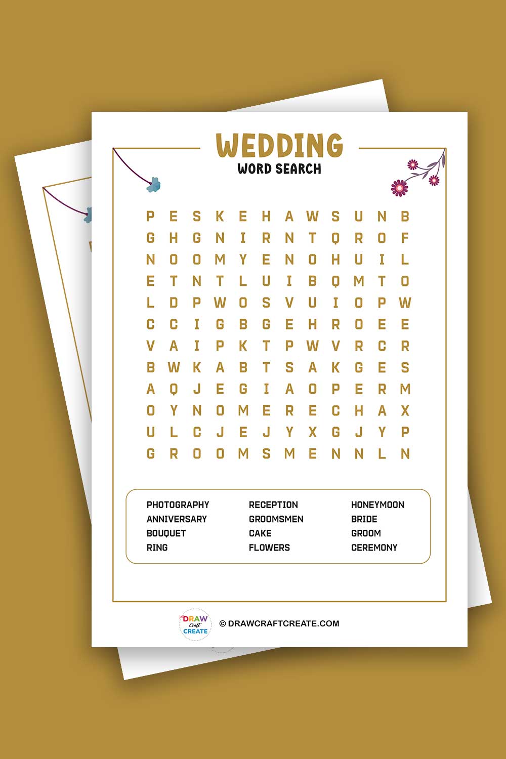 Free Printable Wedding Word Search