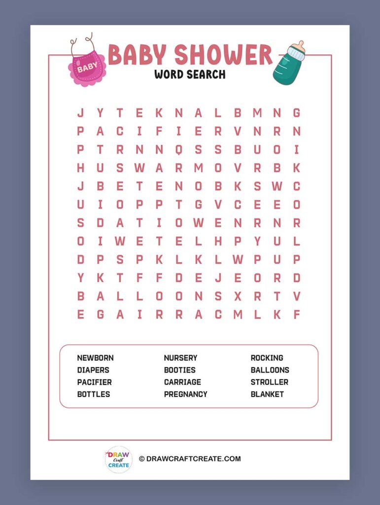 Printable Baby Shower Word Search