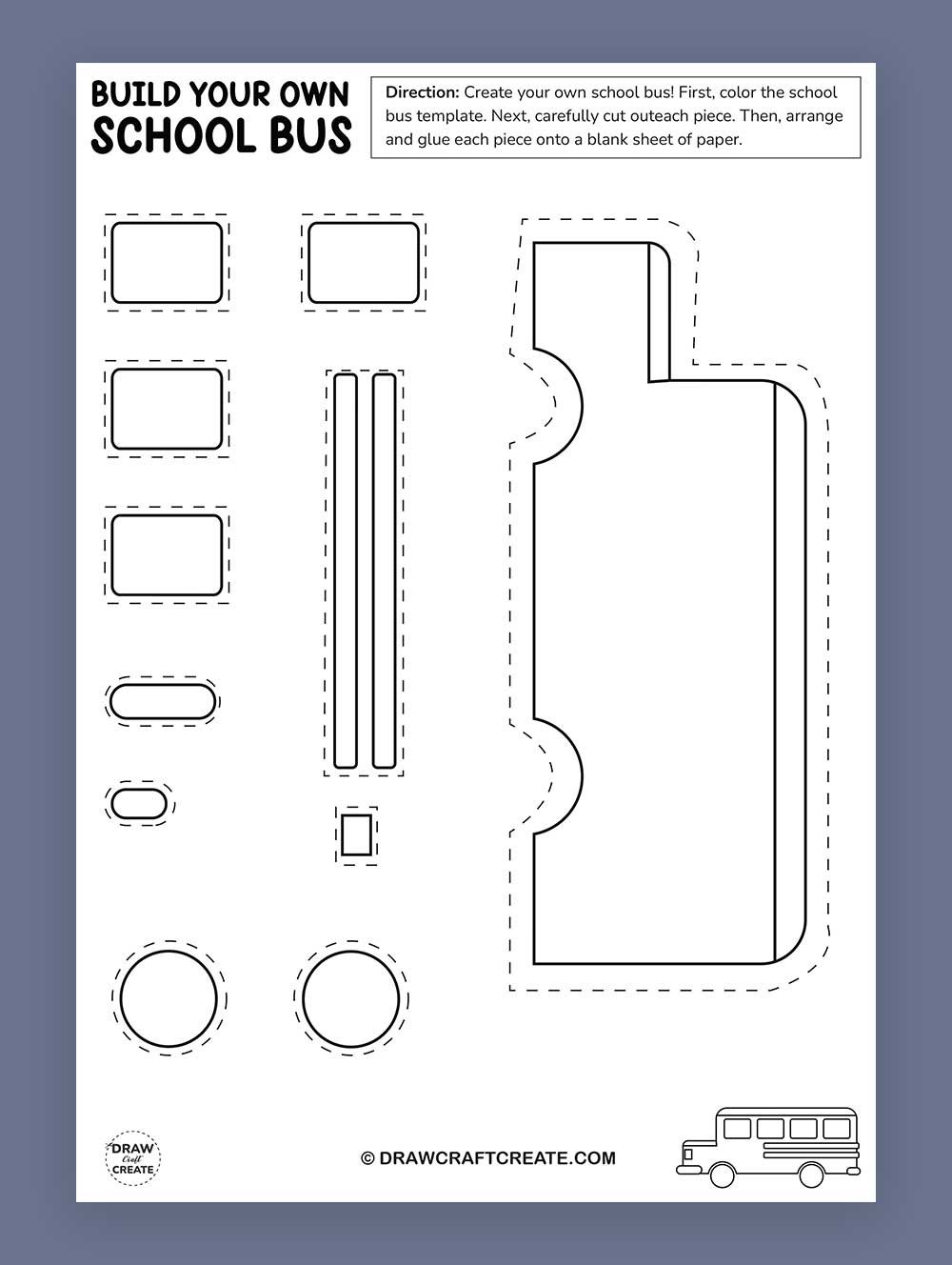 Free Printable Build A School Bus Craft - Draw Craft Create