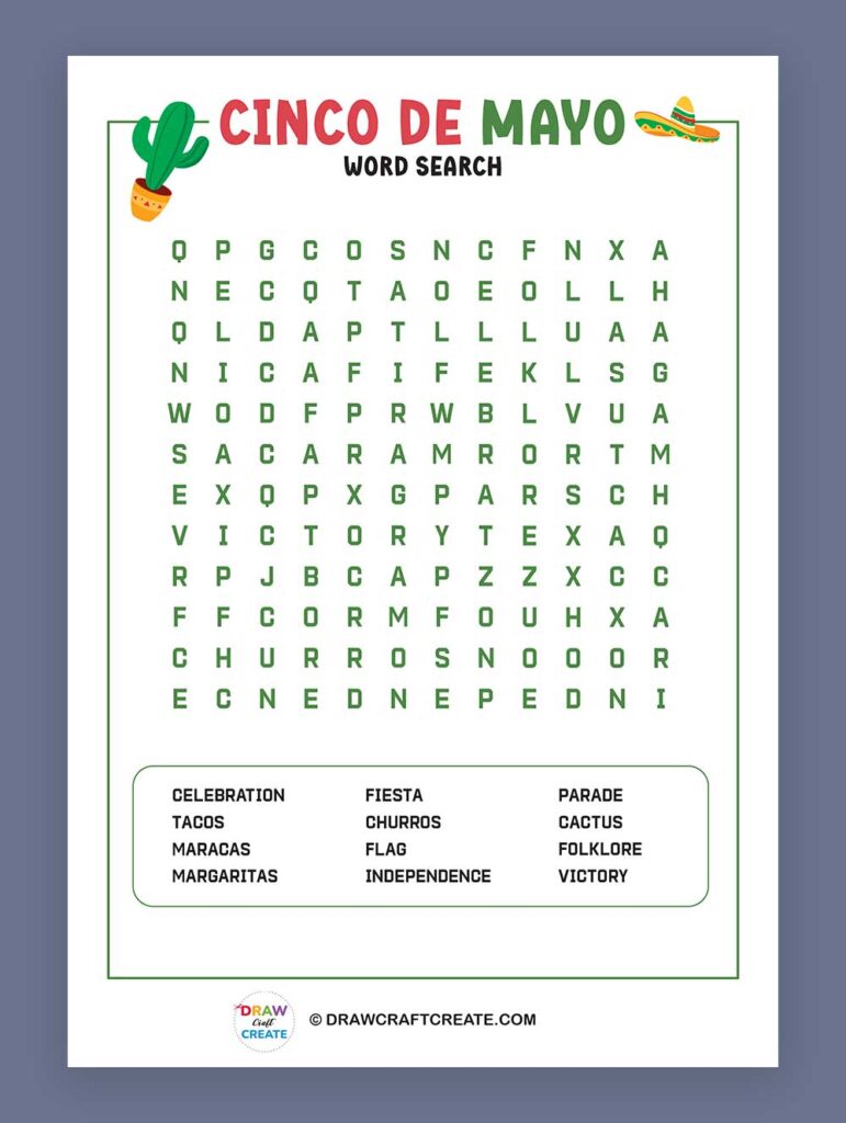 Printable Cinco De Mayo Word Search