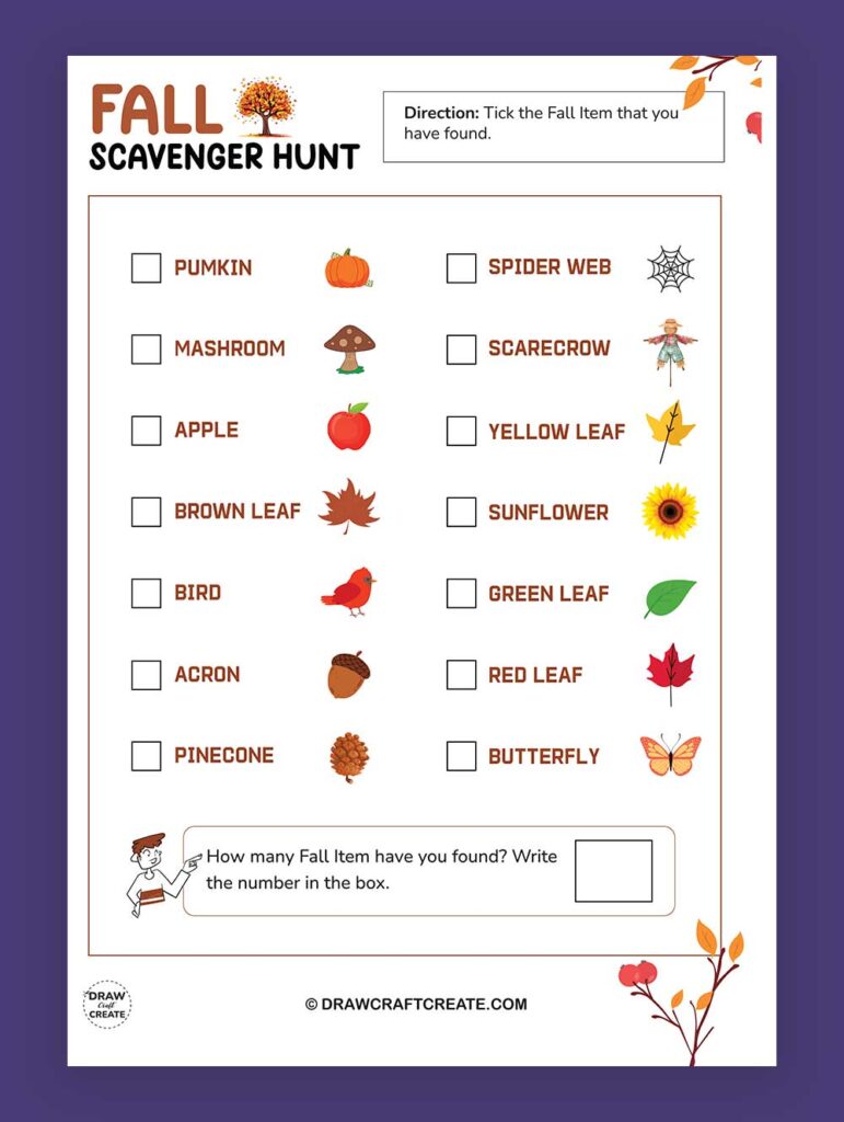 Printable Fall scavenger hunt