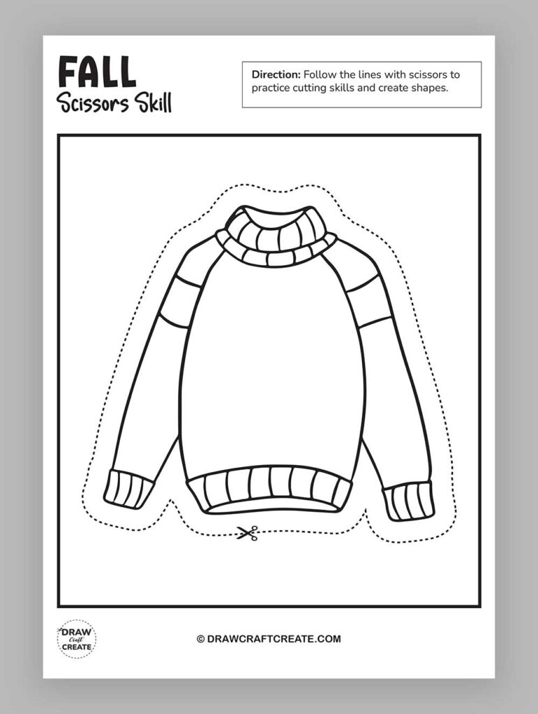 Printable Fall scissor skills sweater