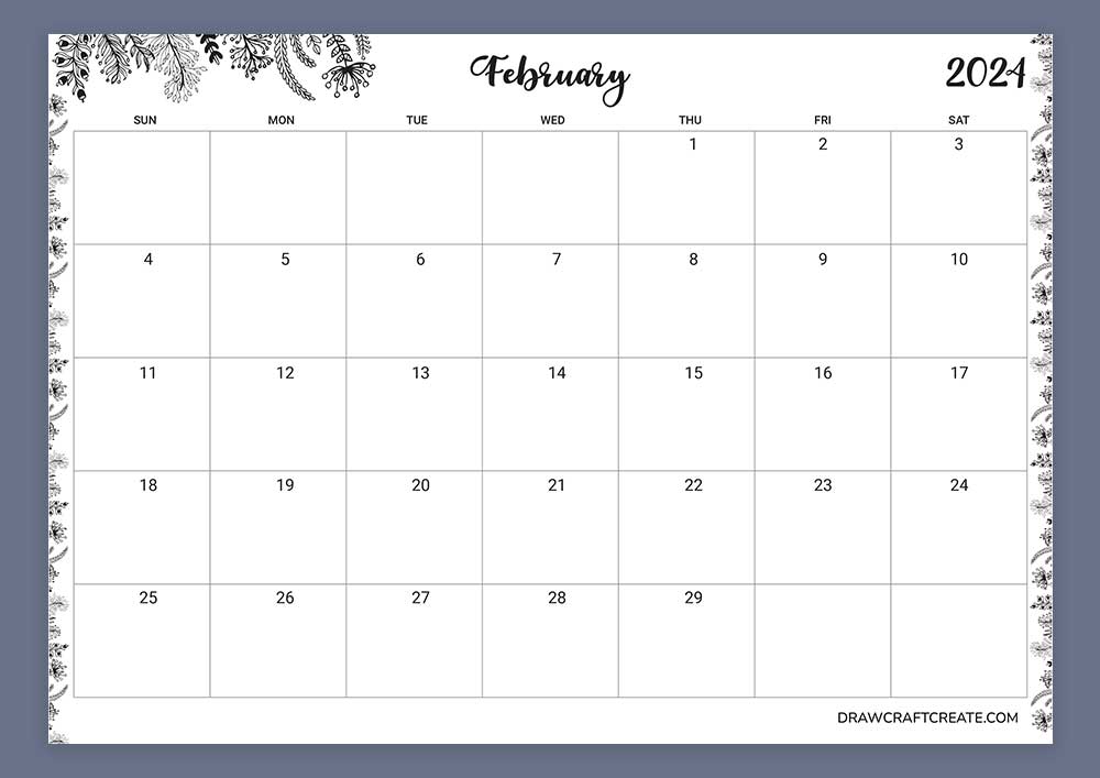 Printable February 2024 Calendar