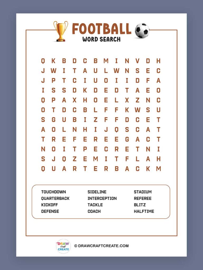 Printable Football Word Search