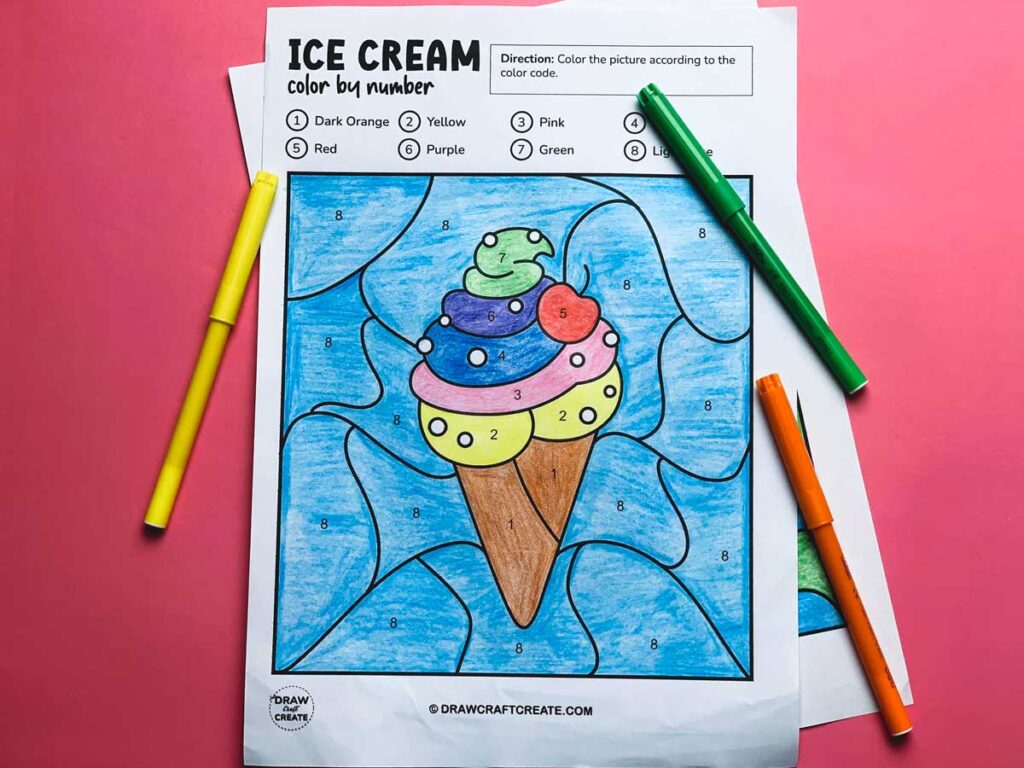 Printable Ice Cream Color By Number