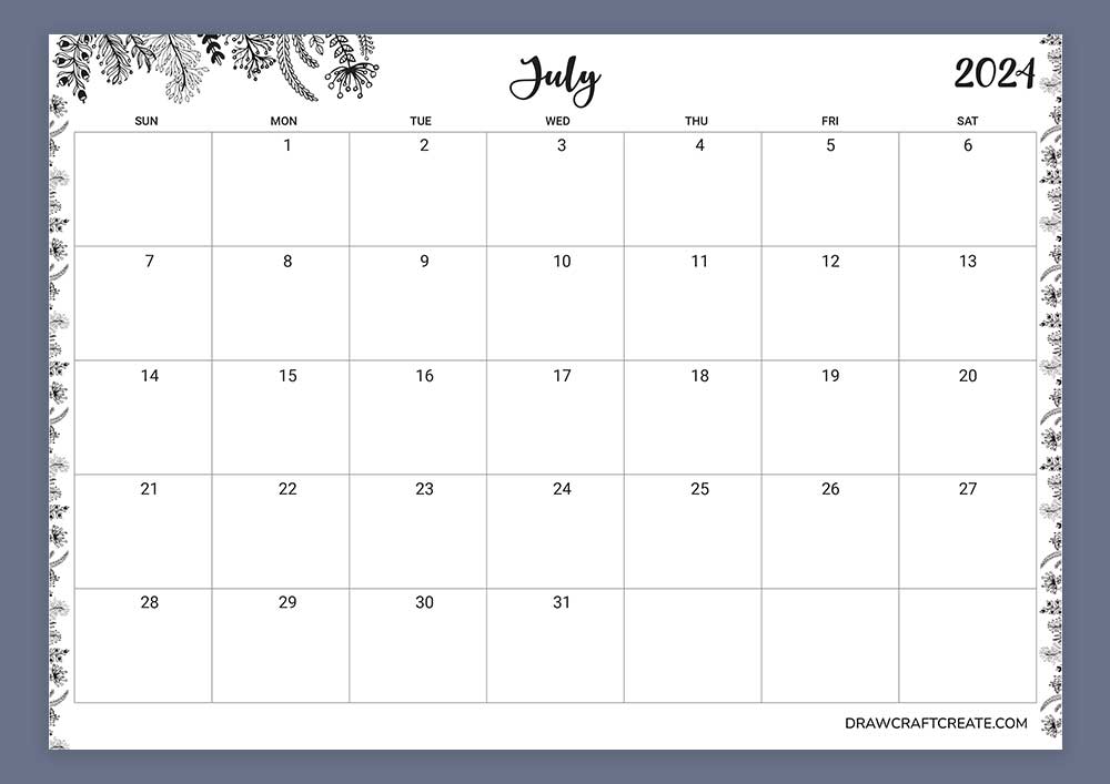 Printable July 2024 Calendar