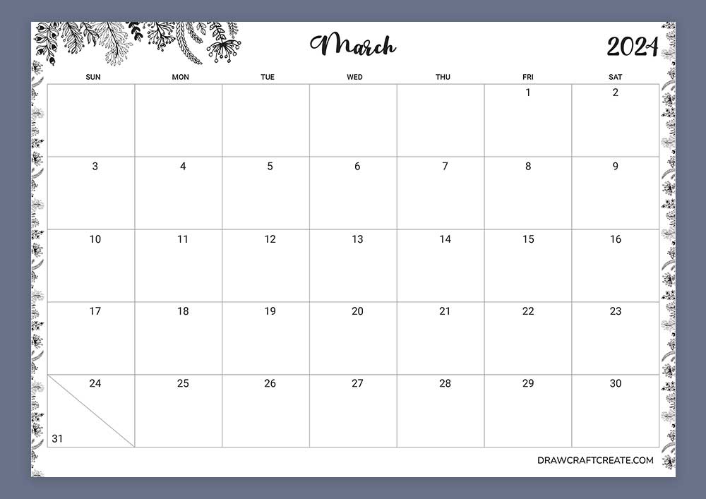 Printable March 2024 Calendar