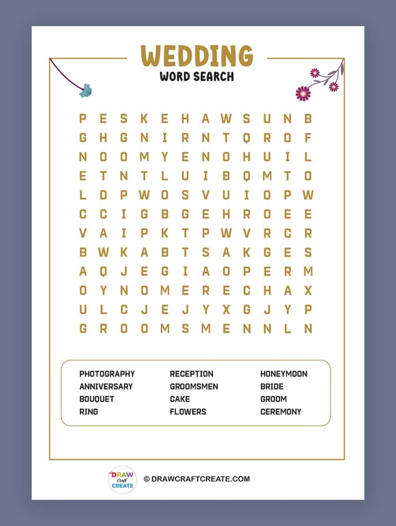 Printable Wedding Word Search