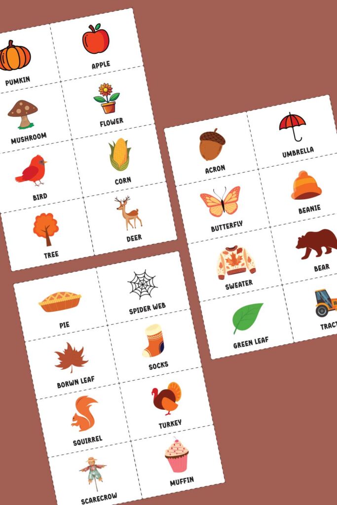 fall bingo playing cards