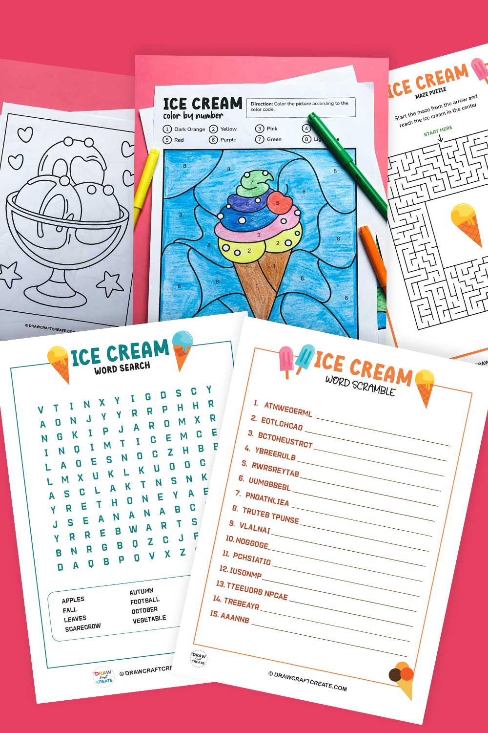 free printable ice cream activities