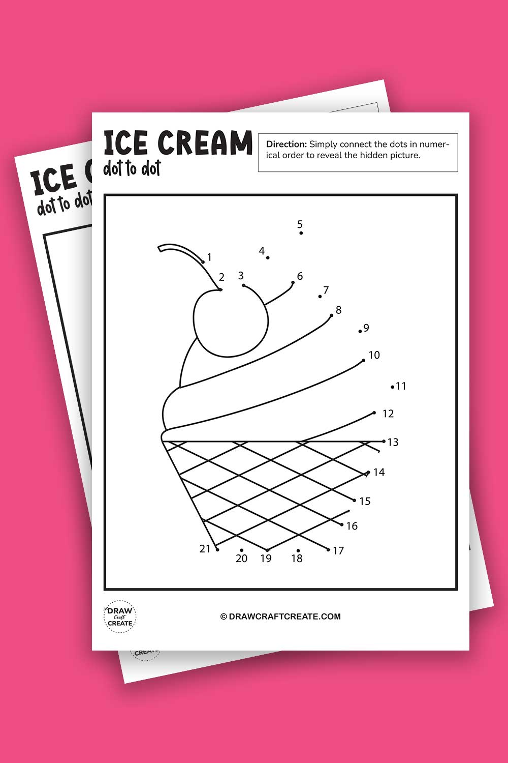 Free Printable Ice Cream Dot To Dot - Draw Craft Create