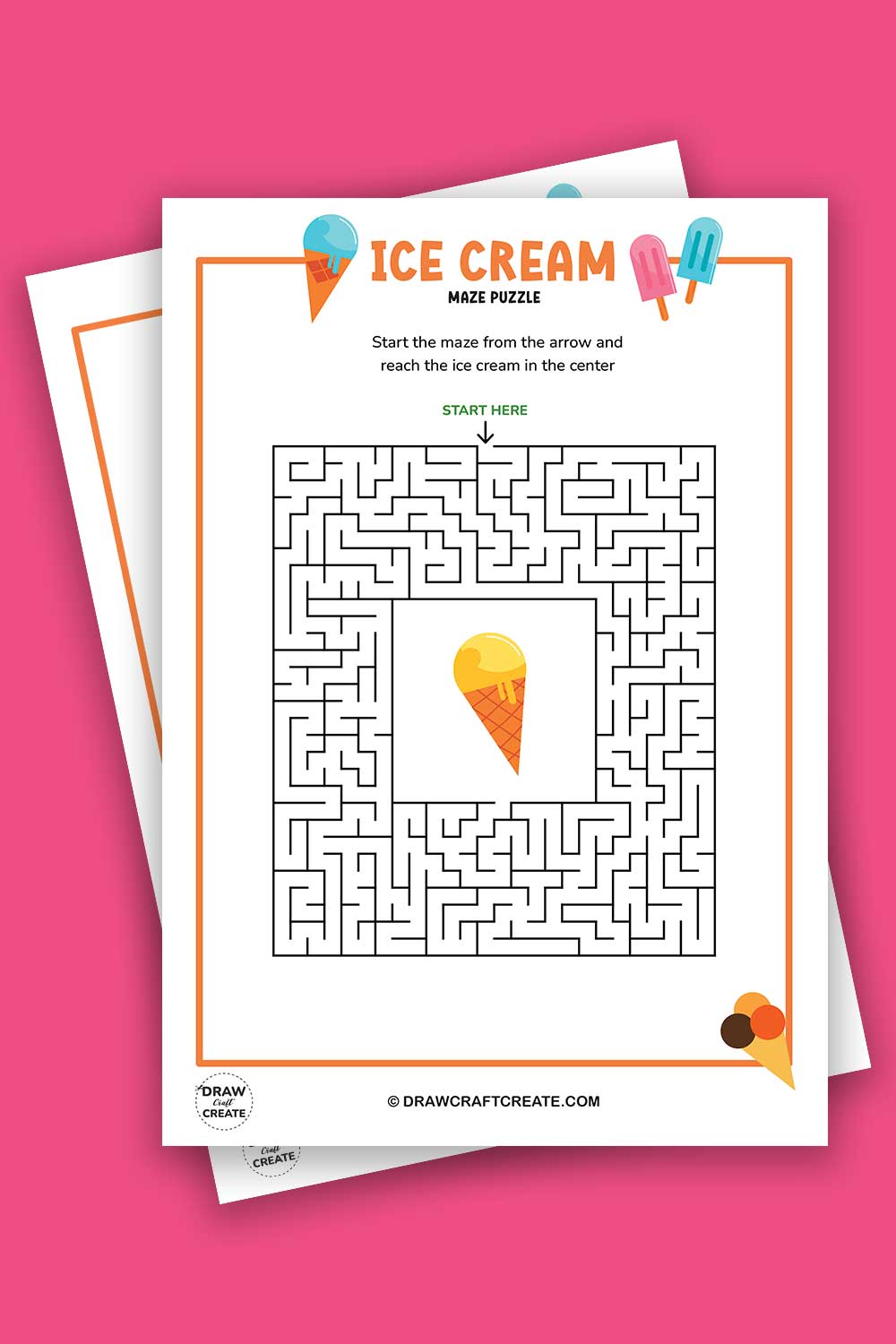 free printable ice cream maze