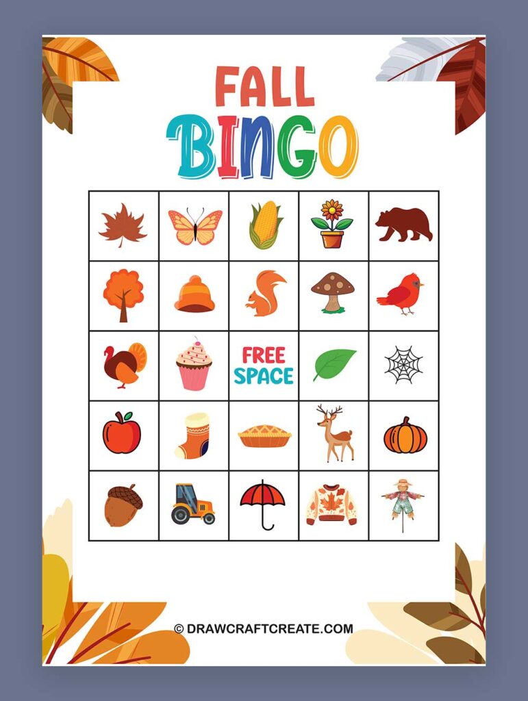 printable fall bingo