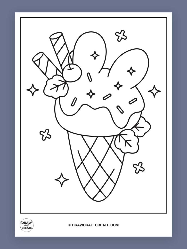 printable ice cream coloring page