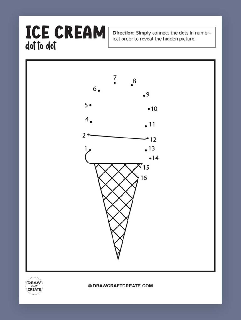 printable ice cream dot to dot