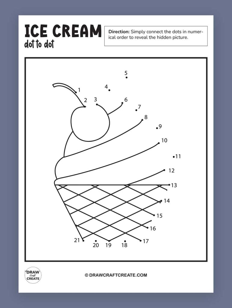 printable ice cream dot to dot