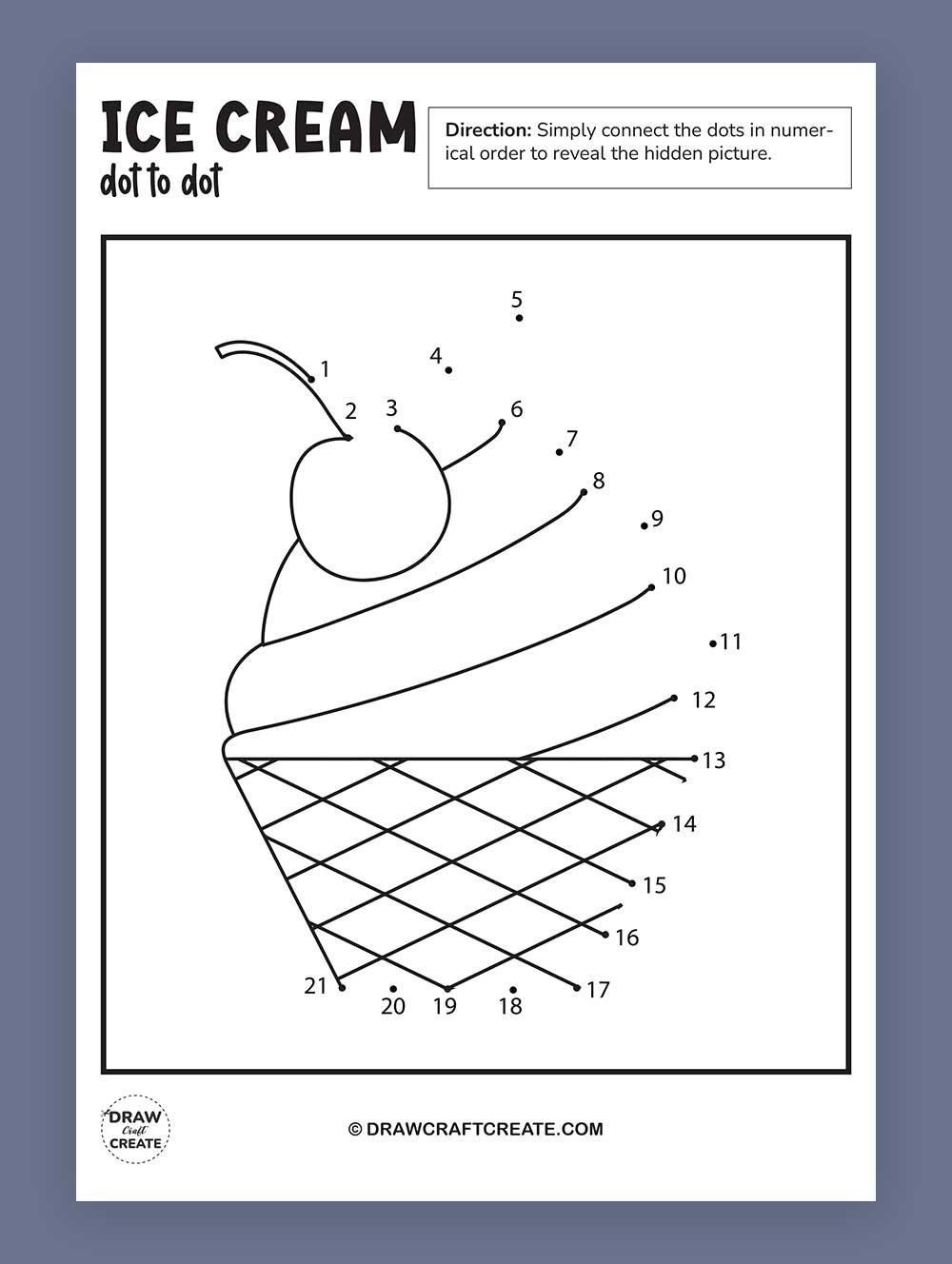 11 Free Printable Ice Cream Activities - Printable Ice Cream Dot To Dot 